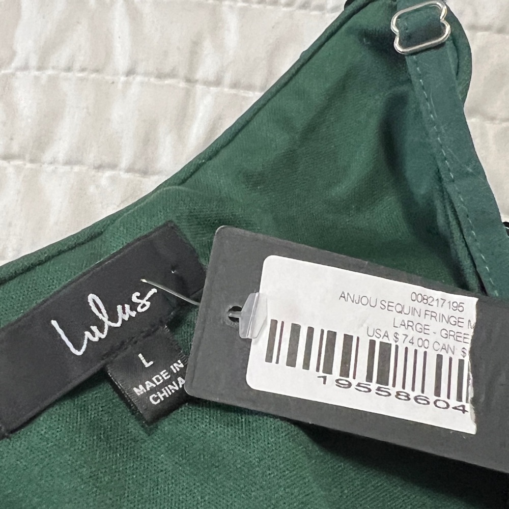 Lulus Green Sequin Fringe Dress L - Picture 5 of 11